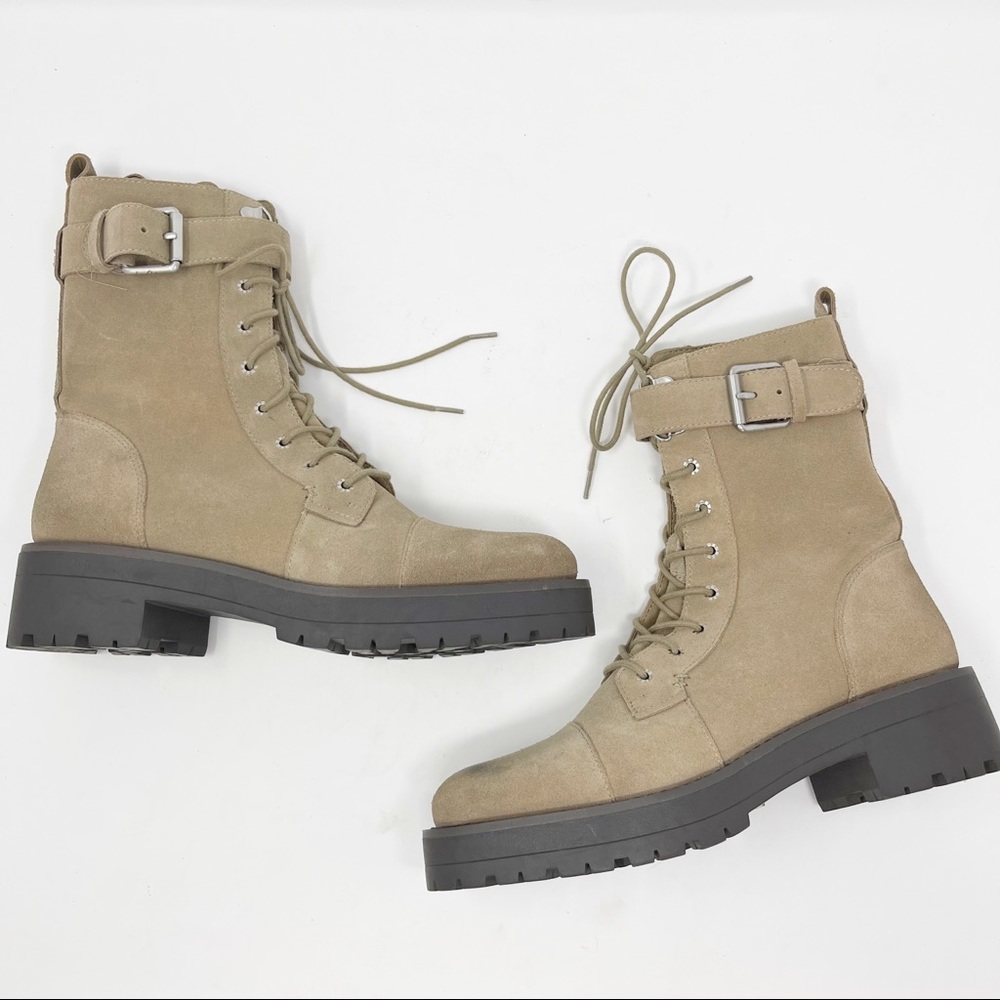 Sam Edelman Junip Suede Buckle Combat Boots 8
